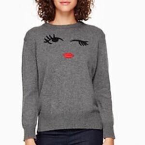Broome Street x Kate Spade Gray Winking Eye Face Sweater Size Woman's Small